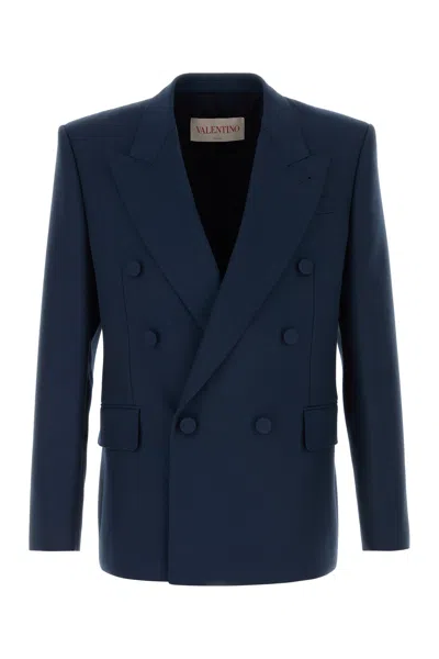 VALENTINO VALENTINO GARAVANI NAVY BLUE WOOL BLAZER