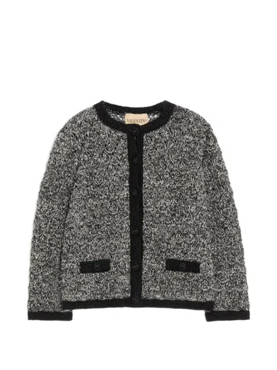 Valentino Knit Jacket Contrast Trim Front Pockets In Black