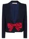 Valentino Dark Blue Plusdepois Print Blazer In Ql Provence Blue