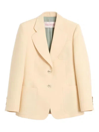 Valentino Garavani Crepe Couture Single-breasted Blazer In Neutral
