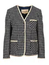 Valentino Boucle Wool Blend Jacket With Contrast Trim In Black