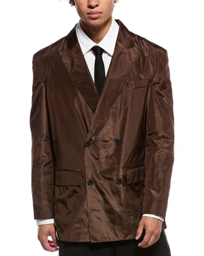 Valentino Giacca Silk Jacket In Brown