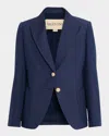 Valentino Single Breast Wool Silk Blazer In Blue