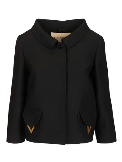 Valentino Giacca | Solid | Crepe Couture Jackets Black