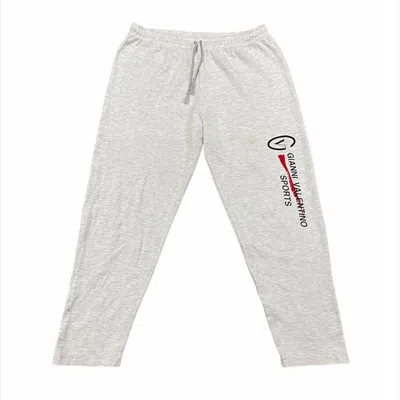 Pre-owned Valentino Gianni  Sports Big Logo Sweatpants In Light Grey
