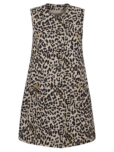 VALENTINO GILET PATTERN C.COUTURE FAUVE ECLAT ANIMALIER LEOPARDO