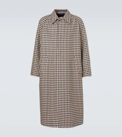 Valentino Gingham Cotton And Wool Coat In Brown