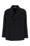 Valentino Black Two Button Placket Coat In Black