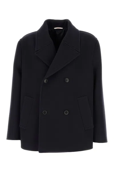VALENTINO VALENTINO GARAVANI MIDNIGHT BLUE WOOL COAT