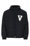 Valentino Navy Blue Nylon Jacket In 598