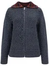 Valentino Virgin Wool Cardigan With Zip Closure And Studs On The Colla In Blue