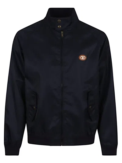 Valentino Giubbino Vlogo Signature Nylon Pesante Diagonale In Navy