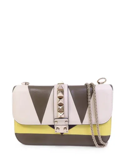 Pre-owned Valentino Garavani Glam Lock Chain Shoulder Bag In Yellow