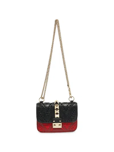 Pre-owned Valentino Garavani Glam Lock Shoulder Bag In Black