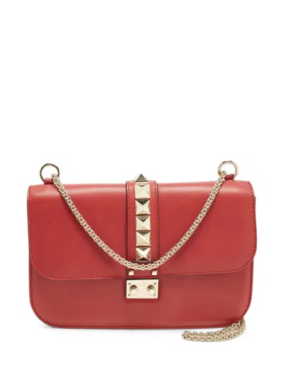 Pre-owned Valentino Garavani Glam Lock Shoulder Bag In Red