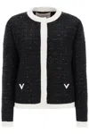 Valentino Sequined Glaze Tweed Jacket In Nero