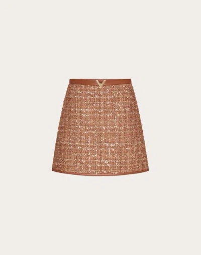 Valentino Glaze Tweed Light Miniskirt Woman Cinnamon 40