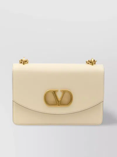 VALENTINO GARAVANI GLOSSY CALFSKIN LEATHER SHOULDER BAG