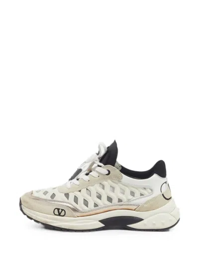 Pre-owned Valentino Garavani Go Runner Panelled Sneakers In Neutral