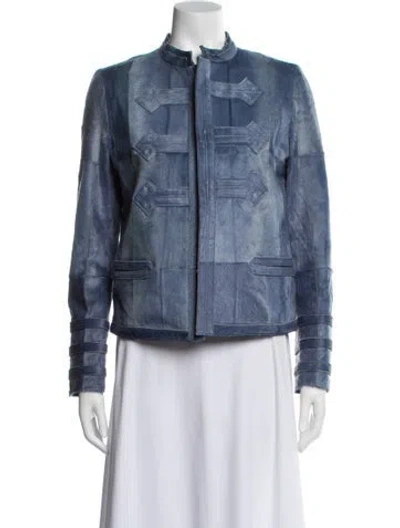 Pre-owned Valentino Goat Fur Jacket In Blue