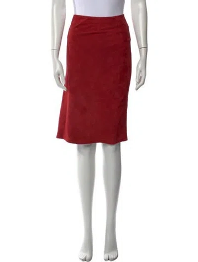 Pre-owned Valentino Goat Leather Midi Length Skirt In Red