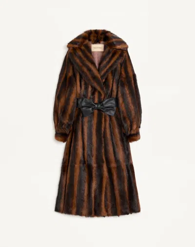 Valentino Goatskin Coat Woman Chocolate 38 In Brown