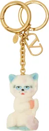 Valentino Le Chat De La Maison Gold-tone And Plastic Key Fob In Gold