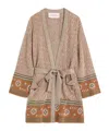 Valentino Womens Open-front Metallic Woven Cardigan Ginger Orange Gold Xl In Nude