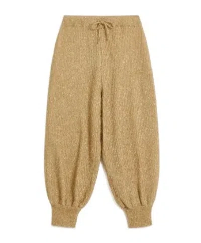 Valentino Gold And Silver Knitted Casual Pants In Golden