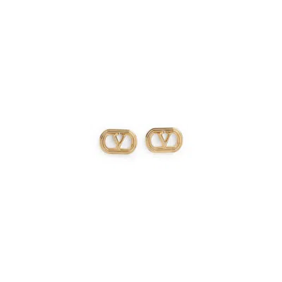 Valentino Garavani Ovalette Vlogo Stud Earrings In Grey