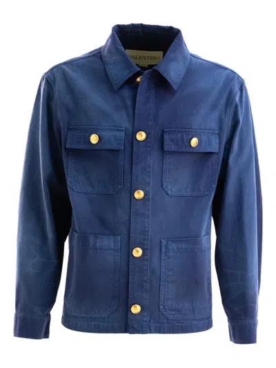 VALENTINO GOLD-BUTTON FLAP-POCKET JACKET