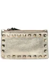 Valentino Gold Calfskin Leather Rockstud Coin Case Card Holder (authentic Pre-  Loved) In Gold