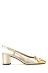 Valentino Valet Du Roi Vlogo Metallic Leather Slingback Pumps In Gold