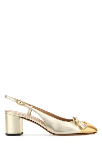 Valentino Garavani Valet Du Roi Vlogo Metallic Leather Slingback Pumps In Animal Print