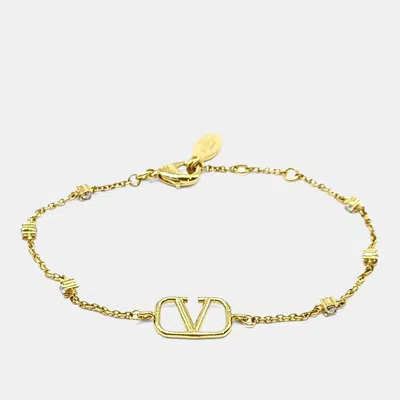 Pre-owned Valentino Garavani Gold Logo Bracelet