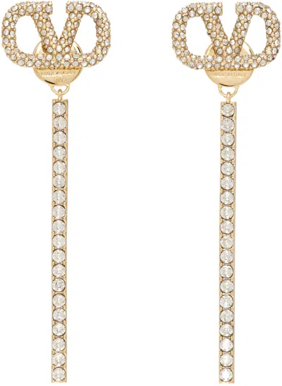 Valentino Garavani Gold Logo Earrings In Mh5 Oro 18/crystal S