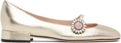 VALENTINO GARAVANI GOLD MARY-JANE PRESHOES BALLERINA FLATS