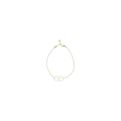 Valentino Garavani Gold Metal Bracelet In Silver