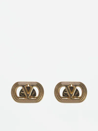 VALENTINO GARAVANI GOLD METAL OVALETTE EARRINGS