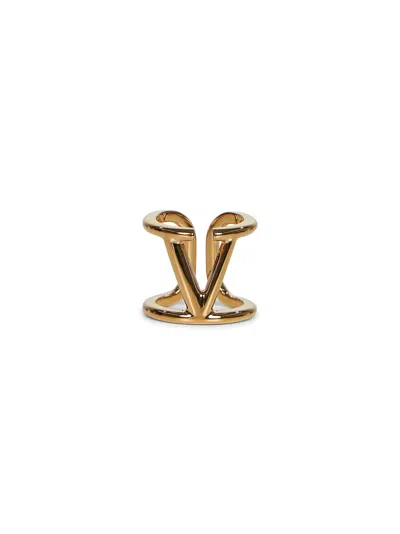 Valentino Garavani Gold Metal Vlogo Signature Ring In White