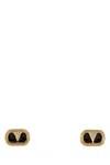 Valentino Two-tone Enamel And Metal Vlogo Earrings In Oronerocrystal
