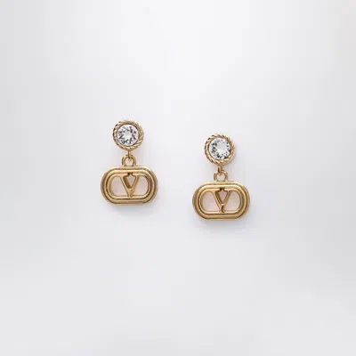 Valentino Garavani Gold Ovalette Earrings With Swarovski Crystals