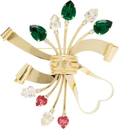 Valentino Garavani Gold Papier Floral Brooch