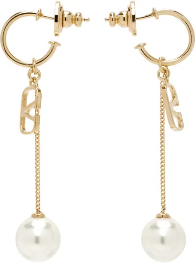 Valentino Garavani Gold Perla 8mm Earrings In 0o3 Oro 18/cream