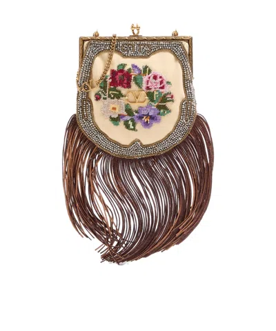 Valentino Garavani Gold Plated, Snap Button Closure, Triumph Embroidery, One Compartment, Hook.... In Multi-color