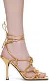 Valentino Rockstud Net 100 Metallic Leather Sandals In Km5 Antique Brass