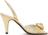 Valentino Gold Slingback Metallic Woven Heart Heeled Sandals In Gold