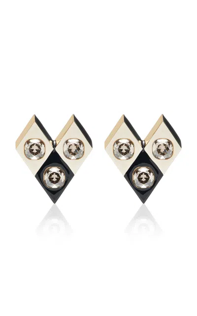 Valentino Garavani Gold-tone Crystal Earrings In White
