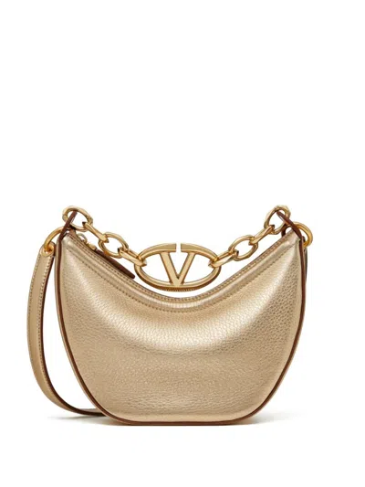 Valentino Garavani Gold-tone Vlogo Moon Small Leather Shoulder Bag