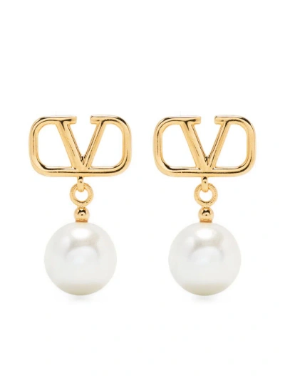 Valentino Garavani Vlogo Signature Pearl Earrings In Gold